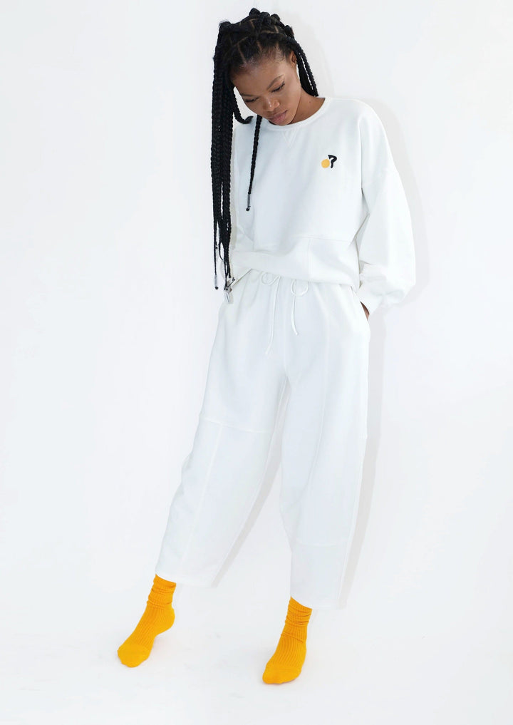 White Patchwork Sweatpants